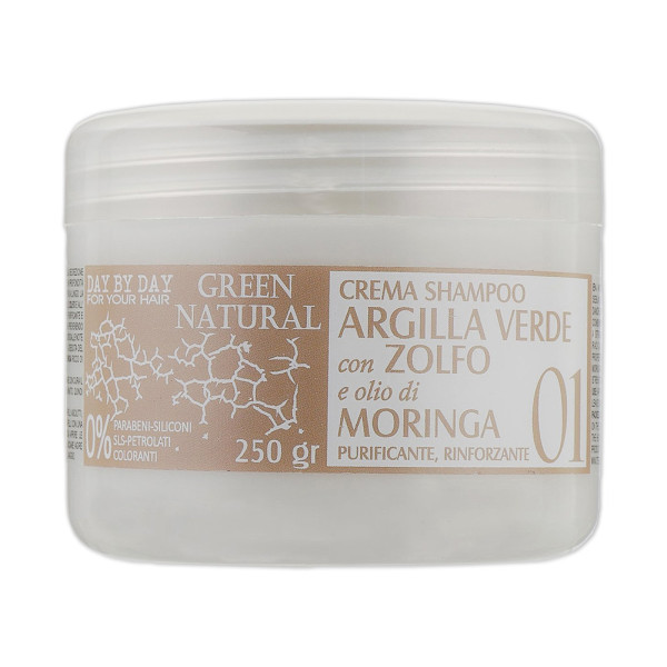 Крем-шампунь з зеленою глиною, цинком і олією морінгі Alan Jey Green Natural Cream-Shampoo 250 мл