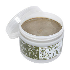 Крем-шампунь з зеленою глиною та олією рисових висівок Alan Jey Green Natural Cream-Shampoo Argilla Verde E Olio Di Crusca Di Riso 250 мл