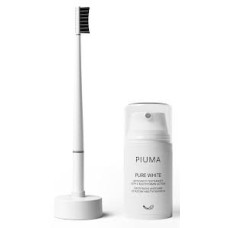 Зубна щітка біла середньої жорсткості з базою та зубною пастою Piuma Smile Box Medium Pure White